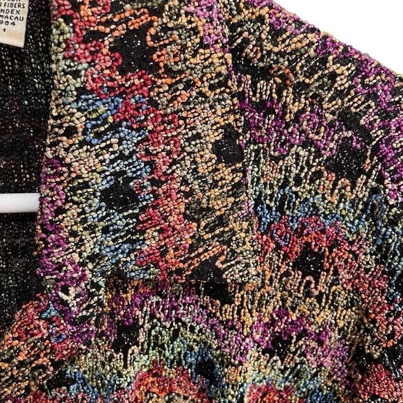 Vtg Chicos Design Button Up Womens 1 Knit Floral Flower Motif Eclectic Grandma - Picture 4 of 5